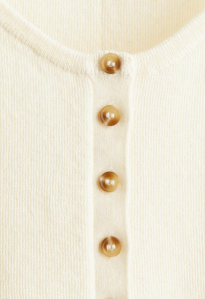 H&M - Fine-knit button-front vest top - cream