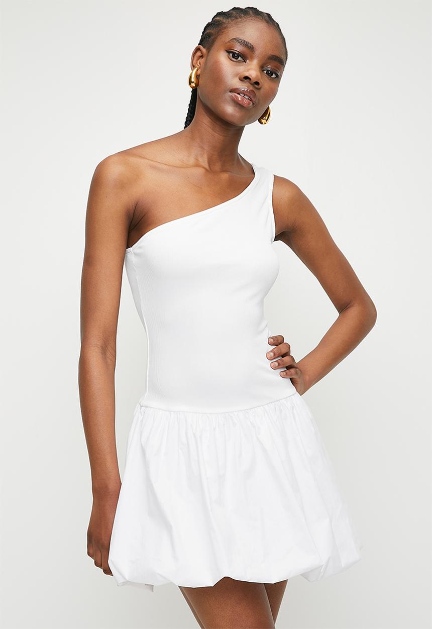 Superbalist - Asym combo fit & flare dress - white
