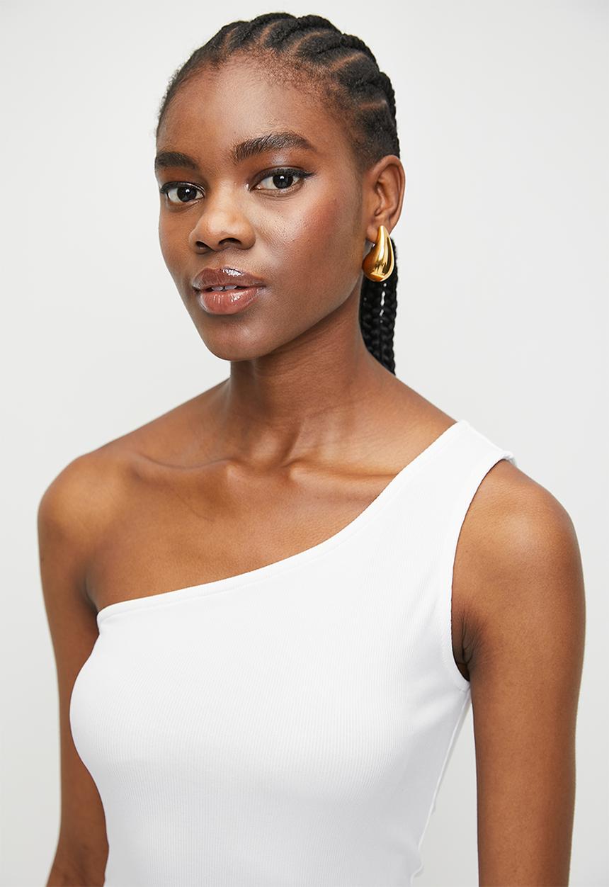 Superbalist - Asym combo fit & flare dress - white