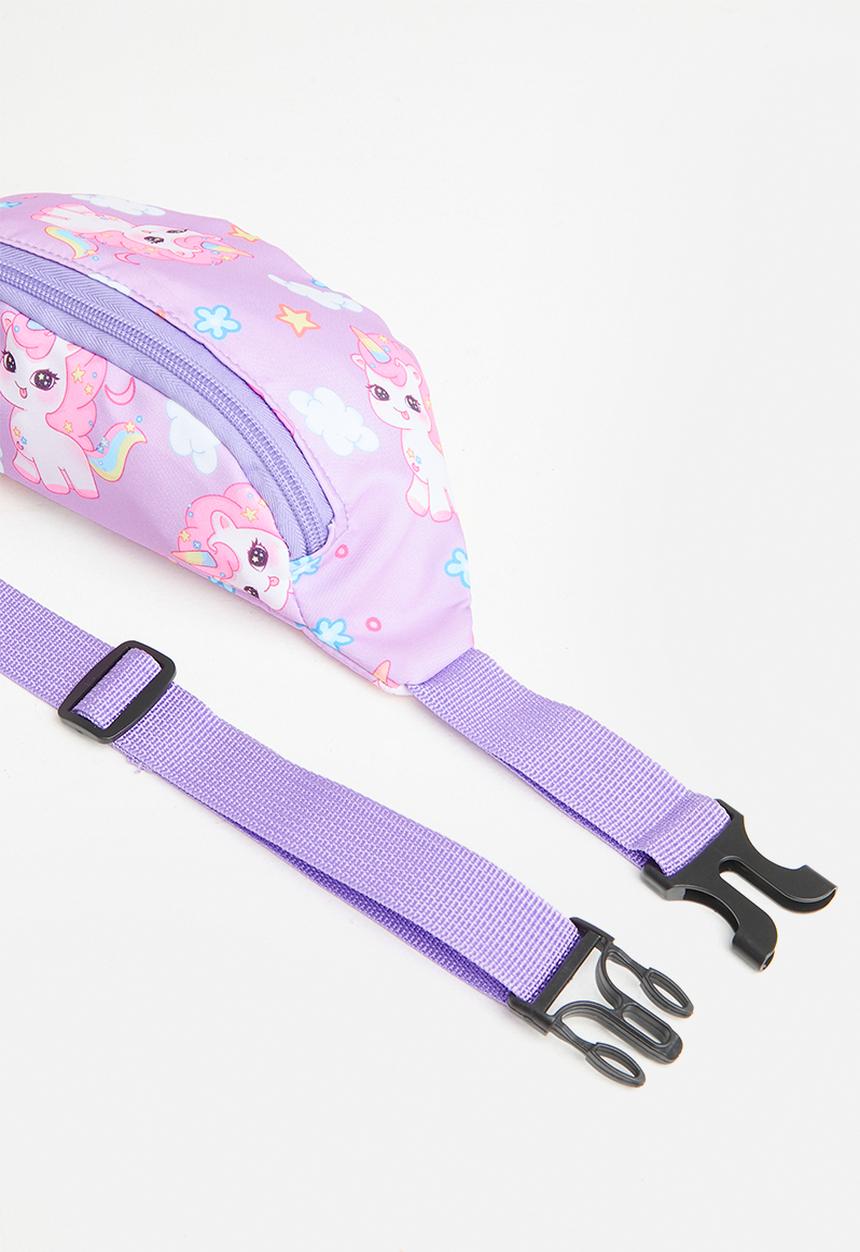 Pop Candy - Unicorn print moon bag - purple
