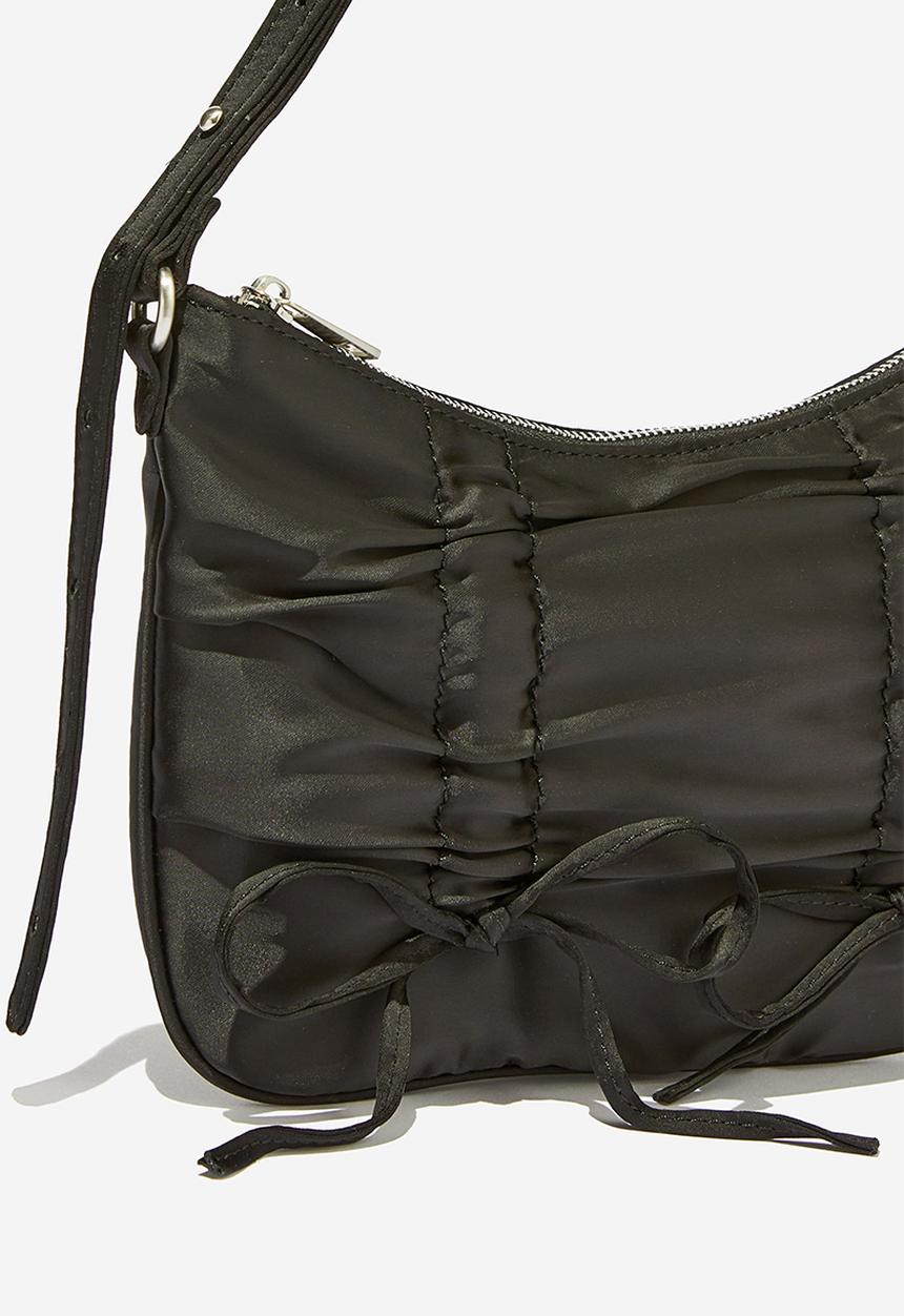 Rubi - Aries collection bag - ruched bows/black satin
