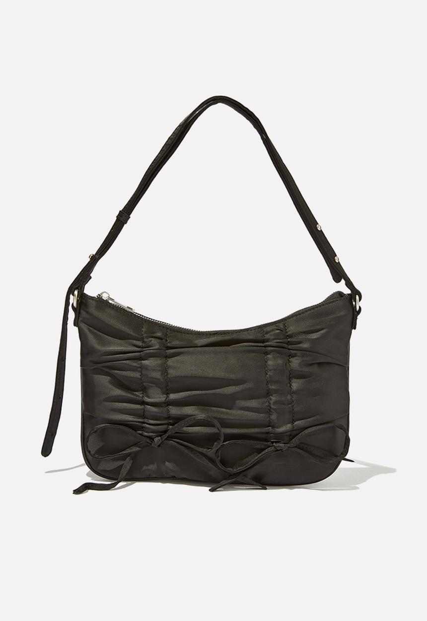 Rubi - Aries collection bag - ruched bows/black satin