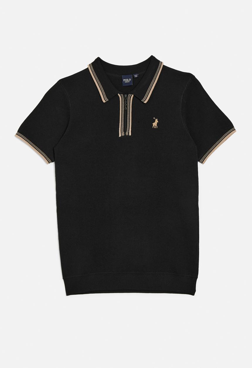 POLO - Boys scott short sleeve qtr zip golfer - black