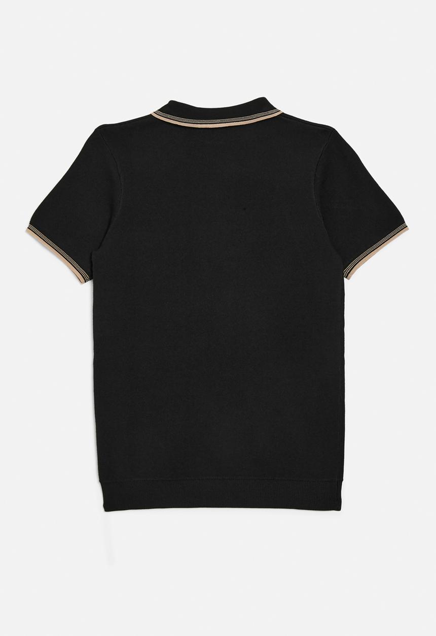 POLO - Boys scott short sleeve qtr zip golfer - black