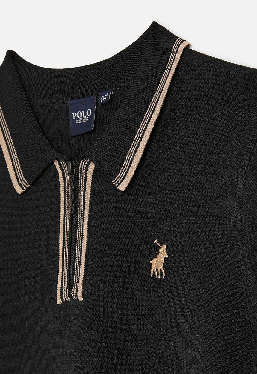 POLO - Boys scott short sleeve qtr zip golfer - black
