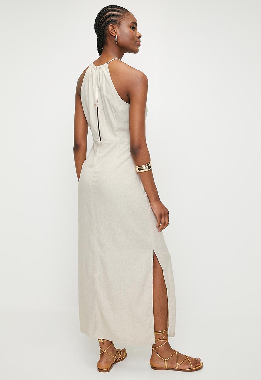 Superbalist - Linen look halter slip dress - natural