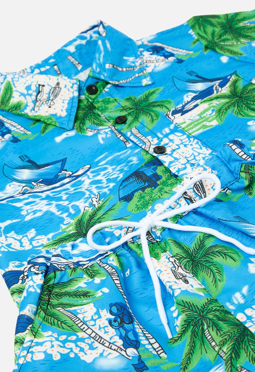 Pop Candy - Resort shirt & short set - blue