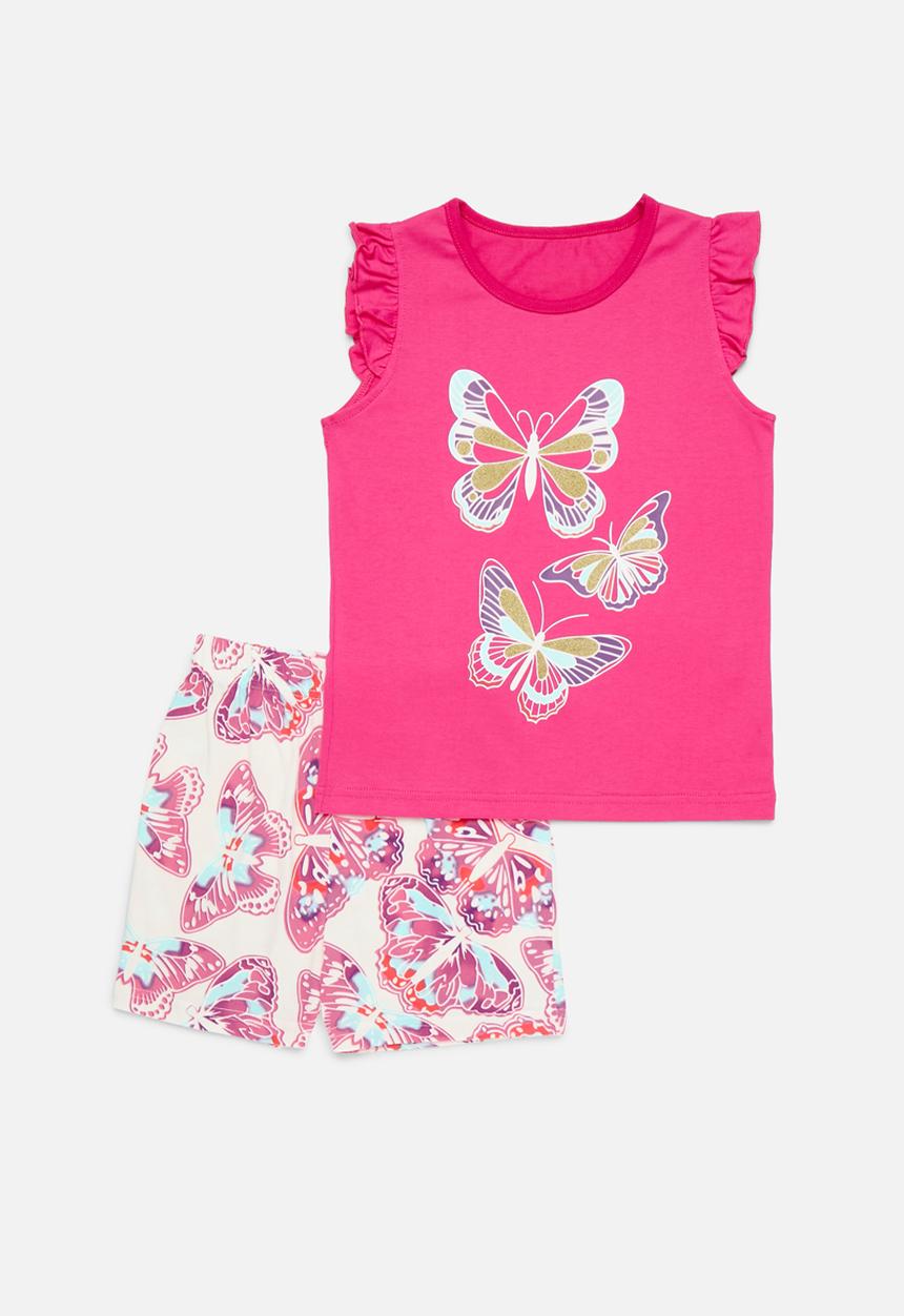 Pop Candy - Butterfly top & short set - pink