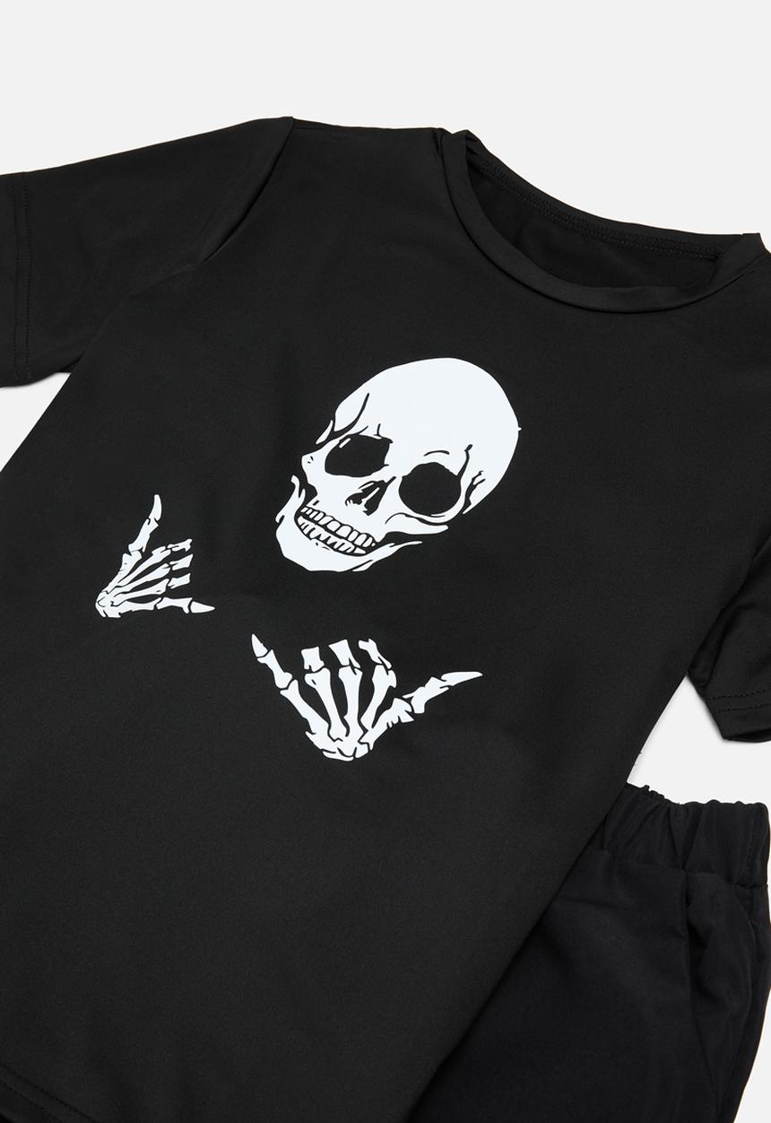 Pop Candy - Printed tee & short set - black