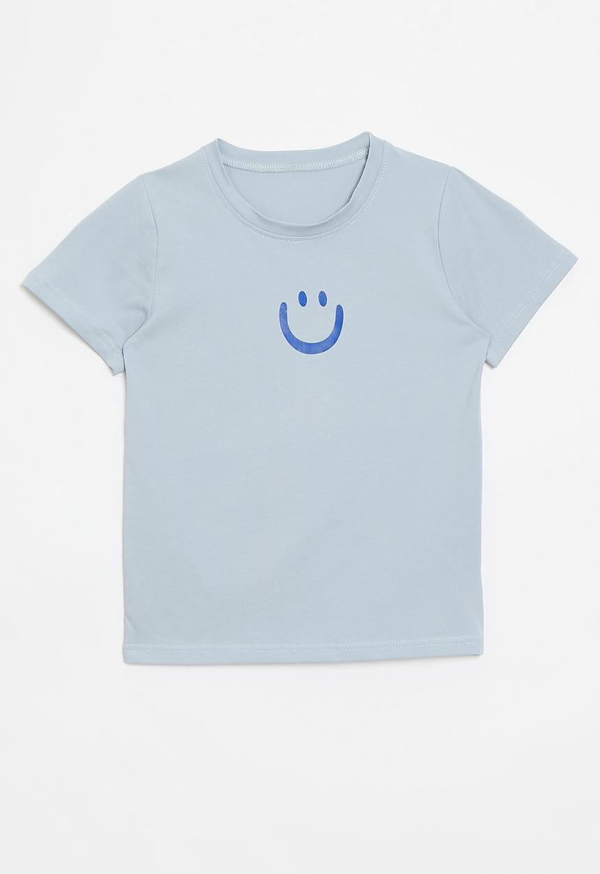Pop Candy - Smiley print tee - light steel blue