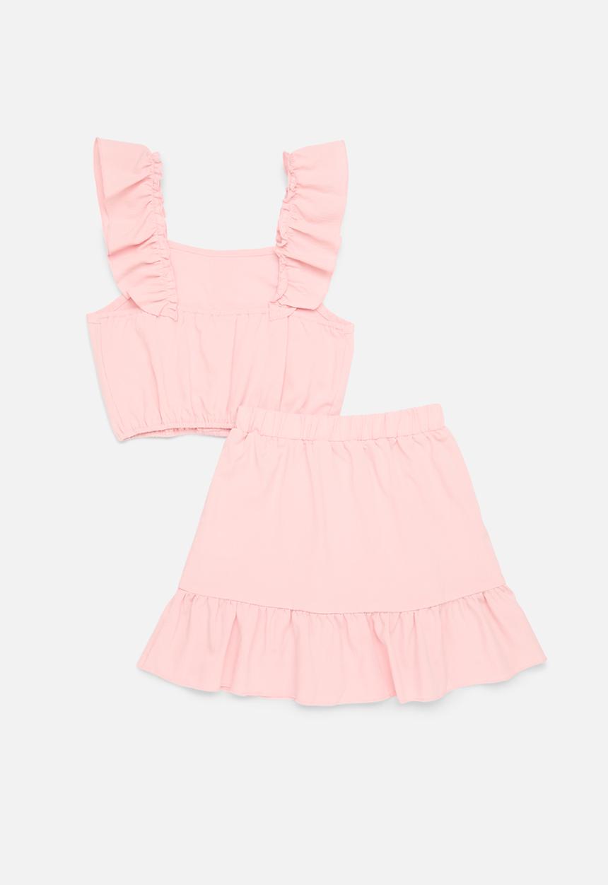 Pop Candy - Button front top & skirt set - pink