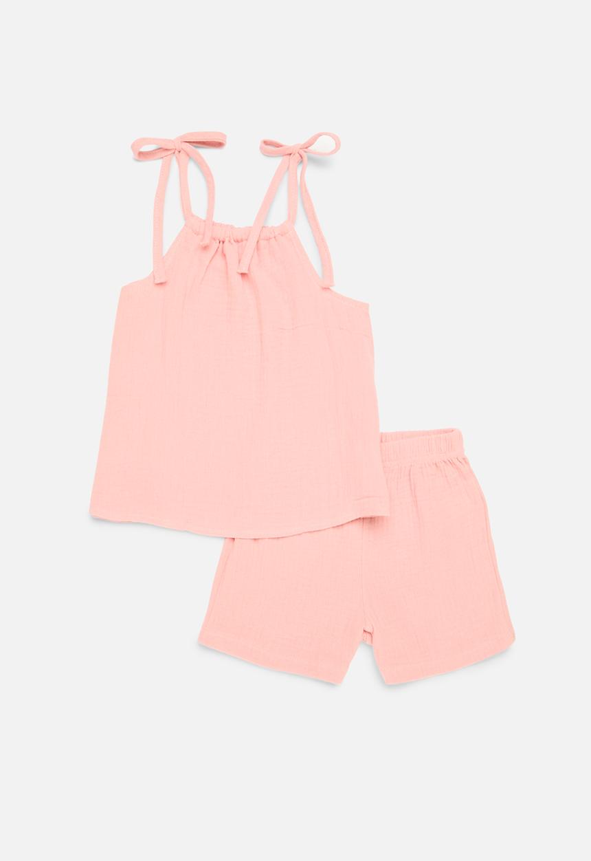 Pop Candy - Shoulder knot cami top & short set - pink