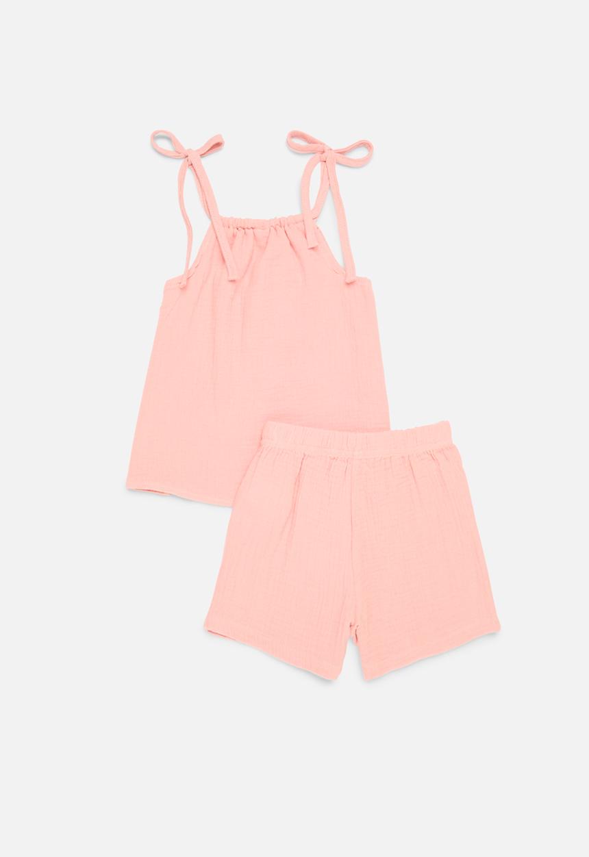 Pop Candy - Shoulder knot cami top & short set - pink