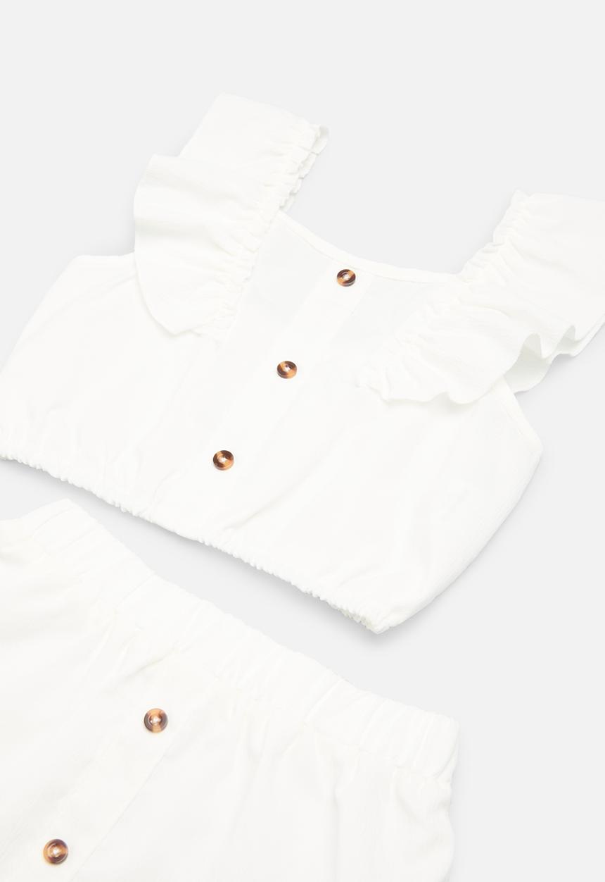 Pop Candy - Button front top & skirt set - white