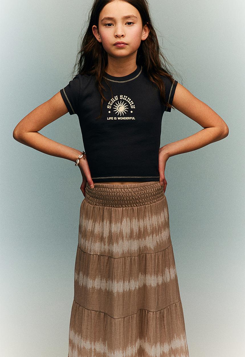 H&M - Maxi skirt - beige tie-dye