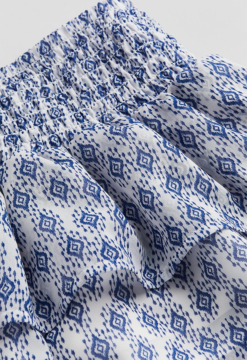 H&M - Tiered skirt - blue patterned