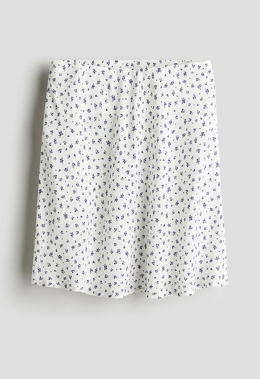 H&M - A-line skirt - white floral