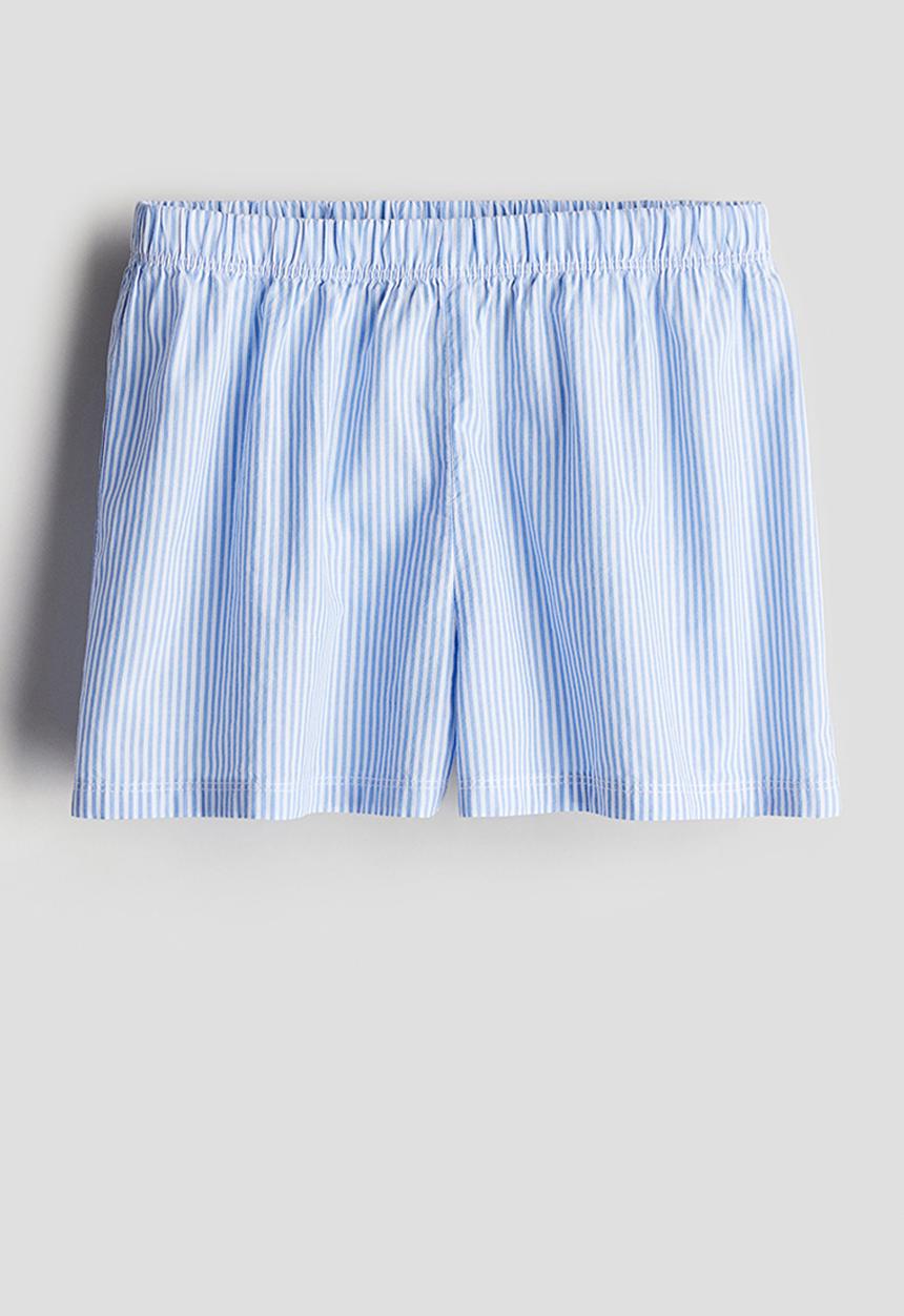 H&M - Cotton poplin pyjama shorts - light blue striped