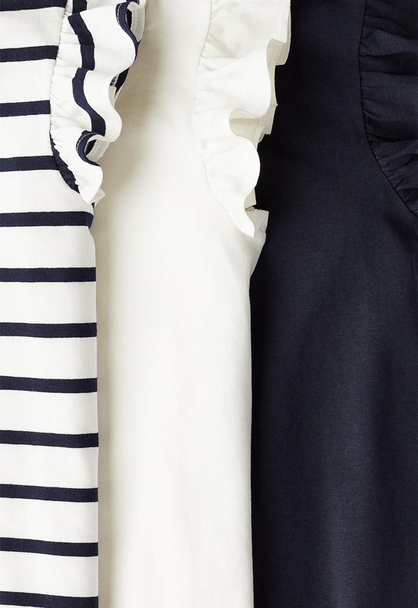 H&M - 3-Pack flutter-sleeved tops - navy blue white