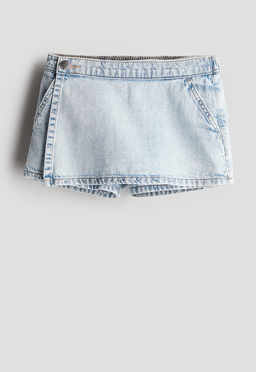 H&M - Wrapover denim skort - light denim blue