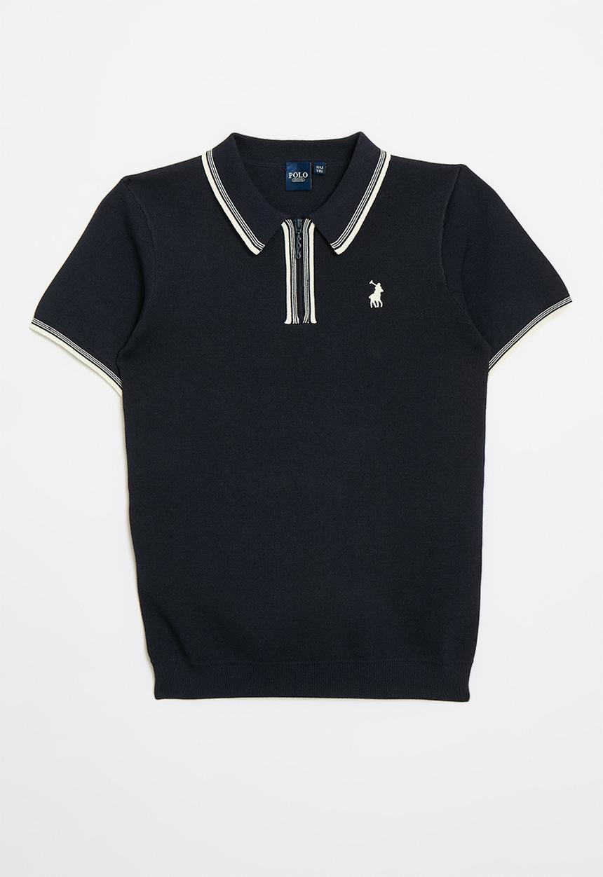 POLO - Boys scott short sleeve qtr zip golfer - navy