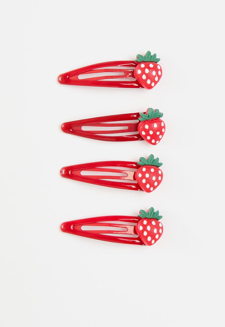 Pop Candy - Strawberry hair clip set - red