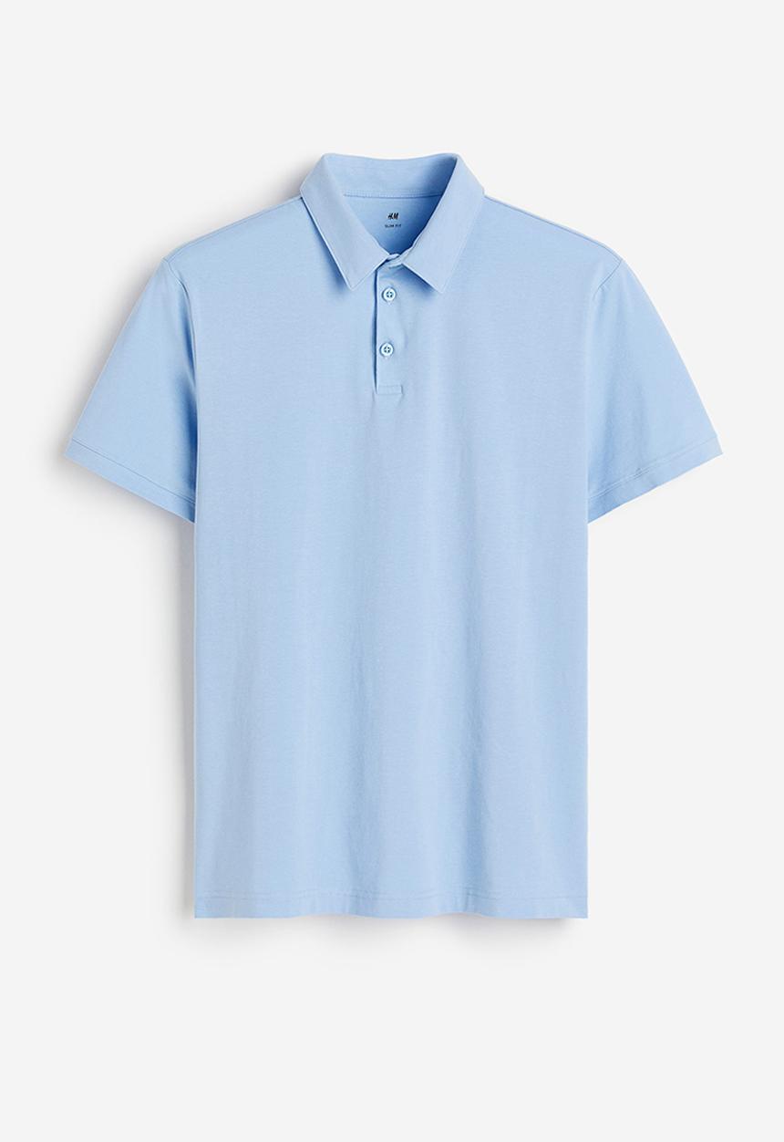 H&M - Slim fit polo shirt - light blue