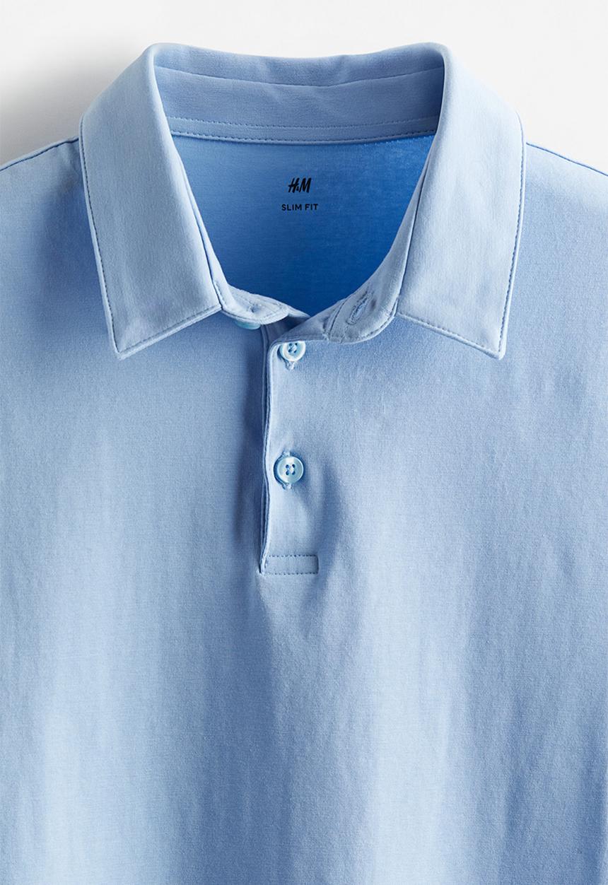 H&M - Slim fit polo shirt - light blue