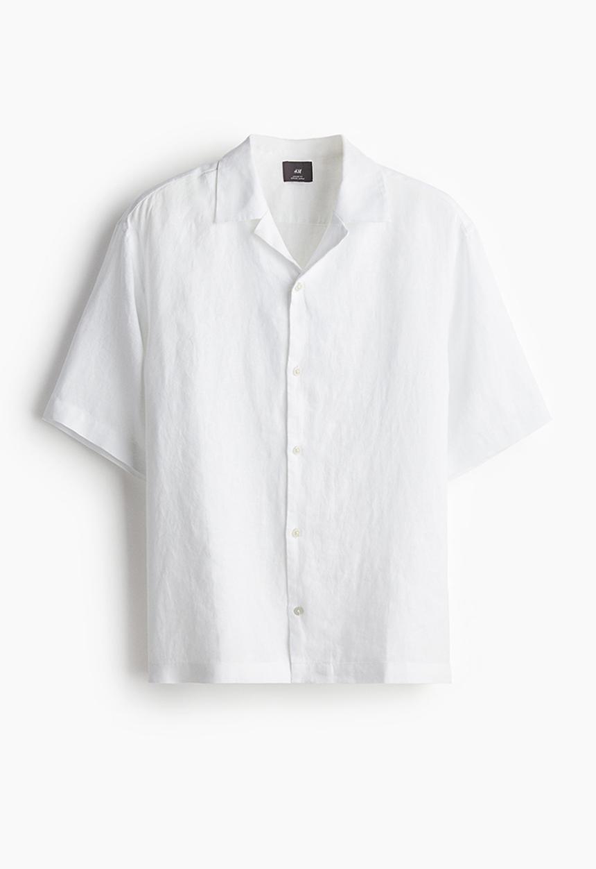 H&M - Relaxed fit linen resort shirt - white