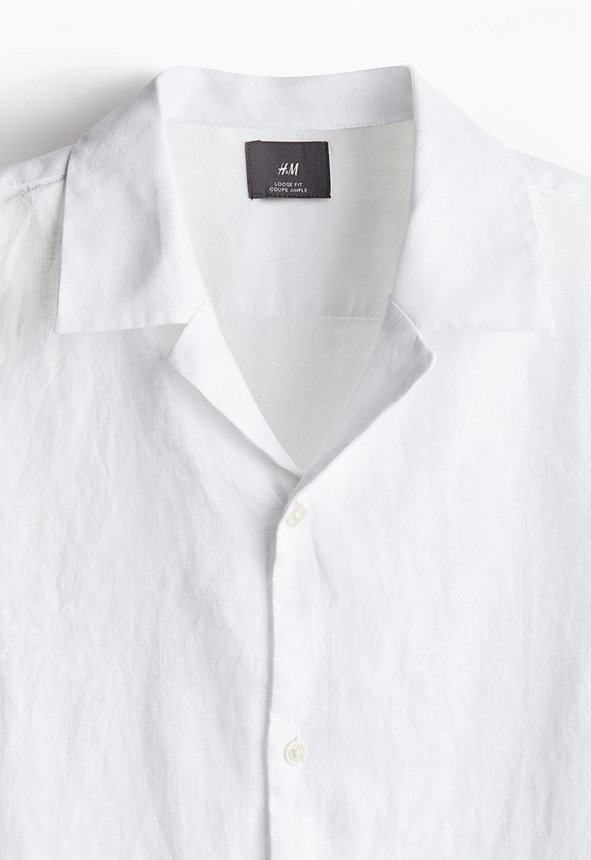 H&M - Relaxed fit linen resort shirt - white