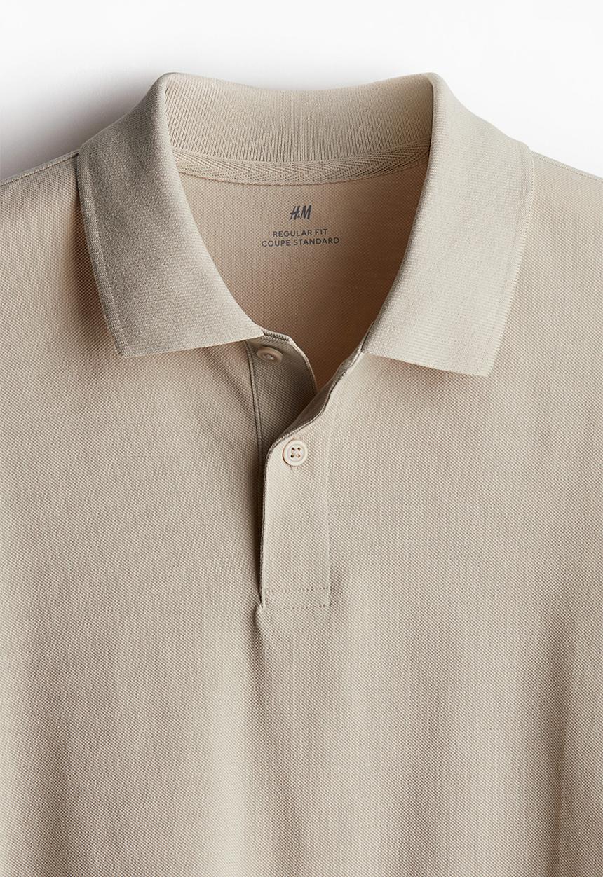 H&M - Regular fit piqué polo shirt - beige