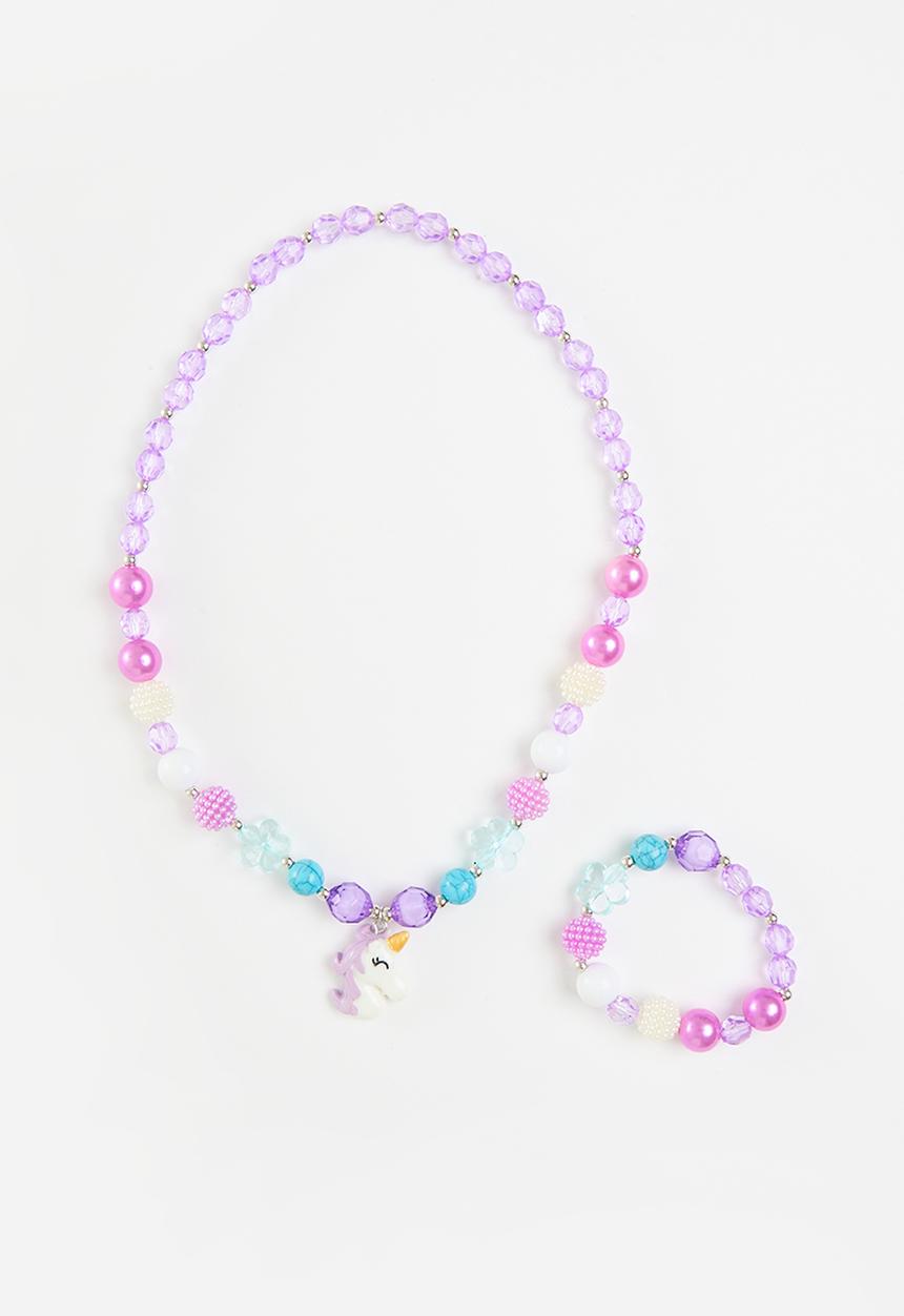 Pop Candy - Unicorn necklance & bracelet set - purple