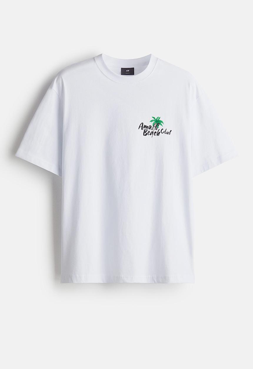 H&M - Loose fit printed T-shirt - white amalfi 