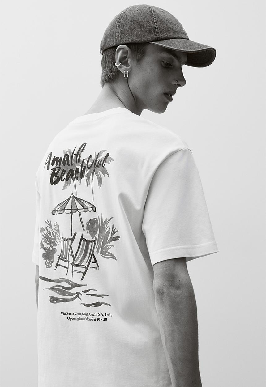 H&M - Loose fit printed T-shirt - white amalfi 