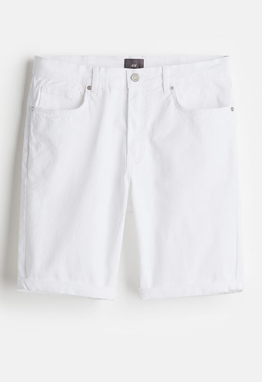 H&M - Slim fit cotton twill shorts - white