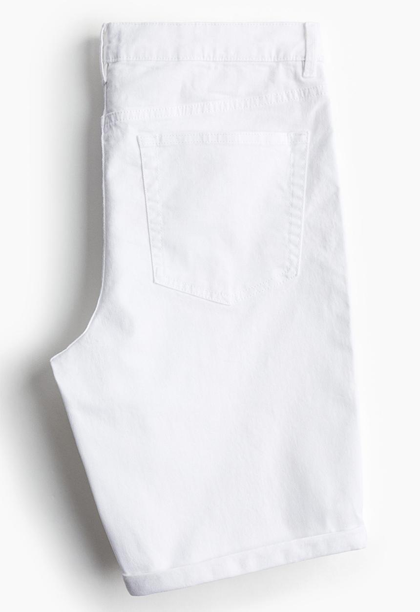 H&M - Slim fit cotton twill shorts - white