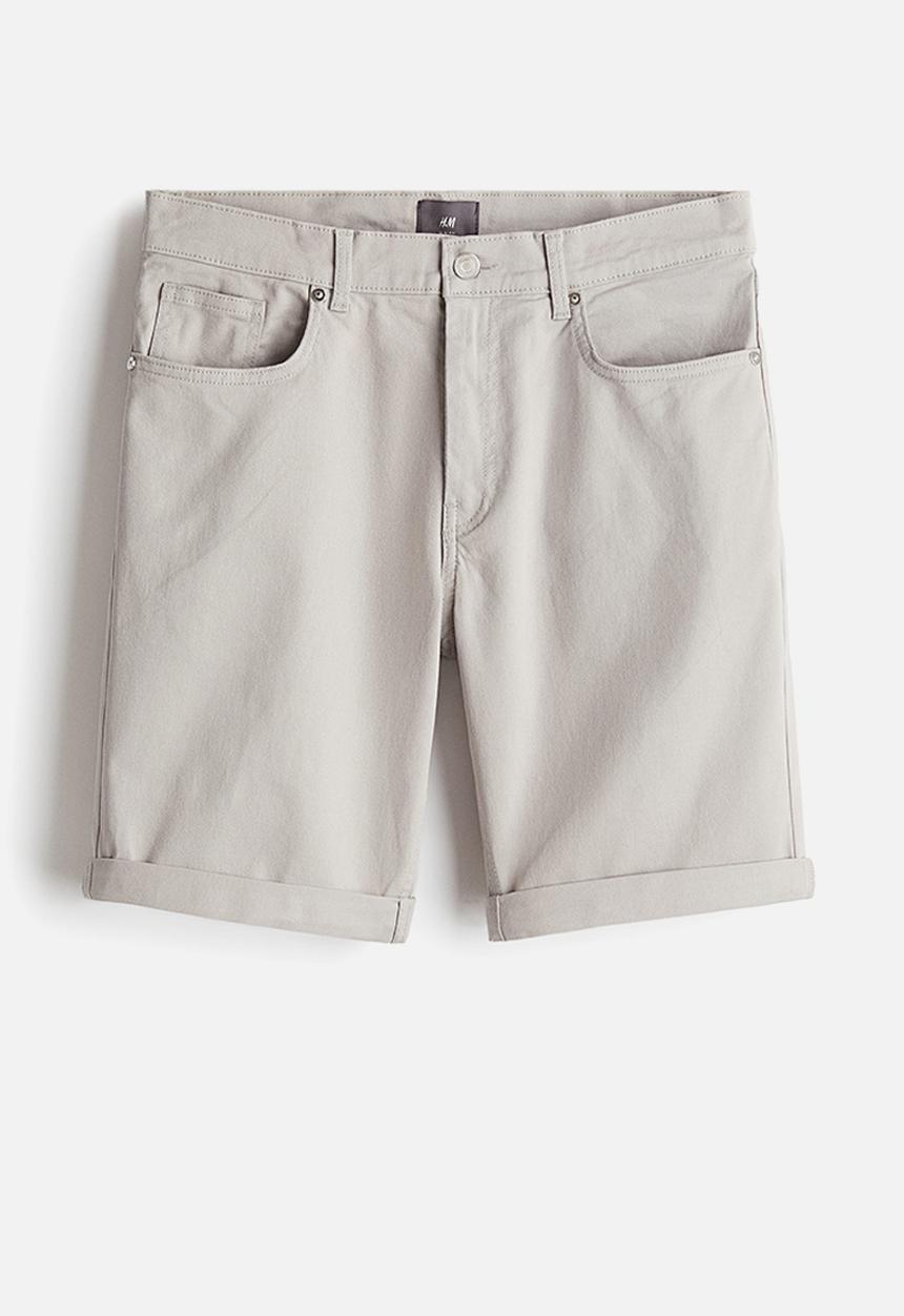 H&M - Slim fit cotton twill shorts - light grey