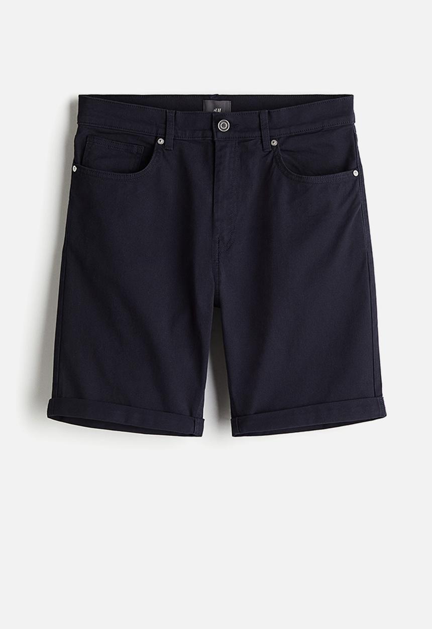 H&M - Slim fit cotton twill shorts - navy blue