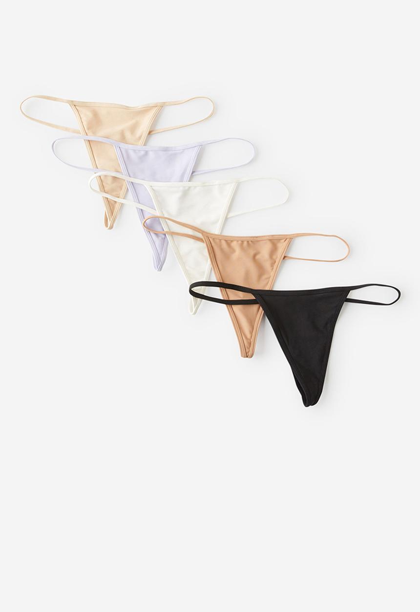 Cotton On - Tiny Invisible Tanga G String 5 Pack - Multi