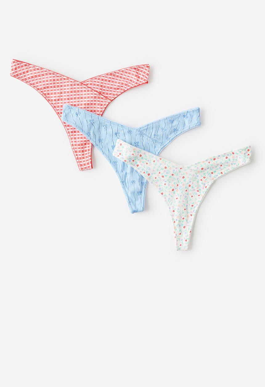Cotton On - Organic Cotton Pointelle G String 3 Pack - Multi