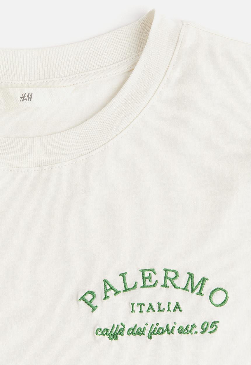 H&M - Printed T-shirt - cream/palermo