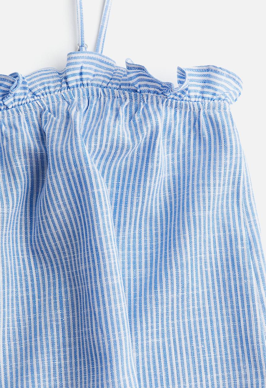H&M - Frill-trimmed strappy top - blue/striped 