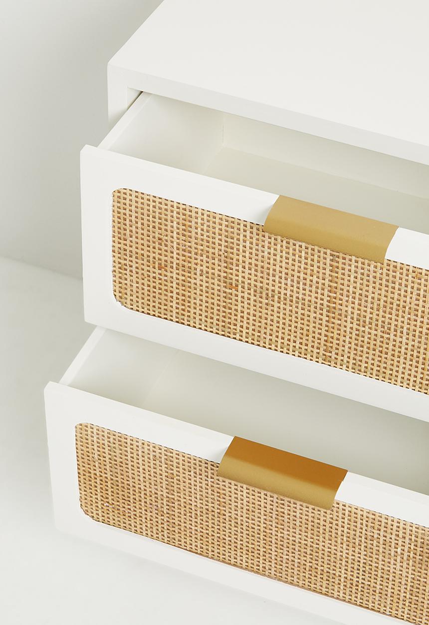 Sixth Floor - Theo rattan bedside table - Natural & white