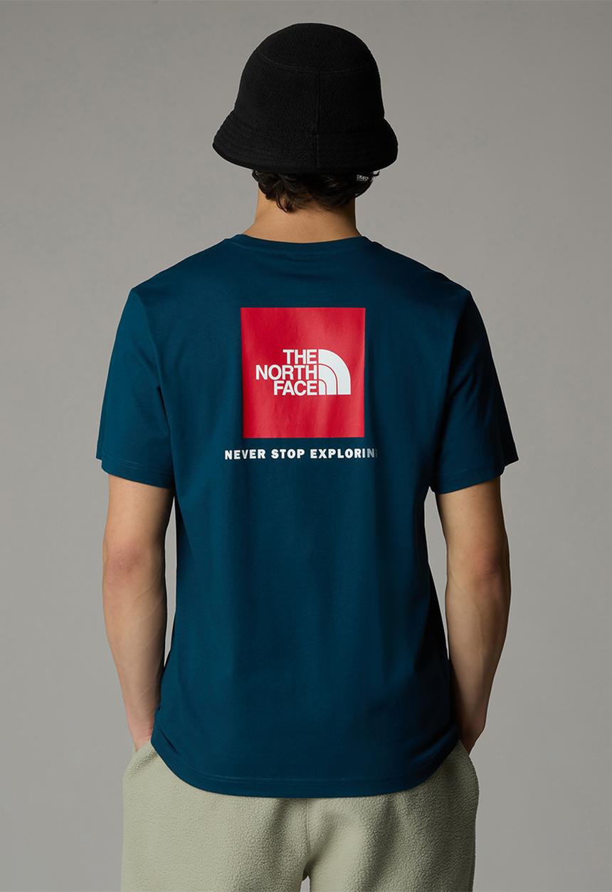 The North Face - M short sleeve redbox tee - midnight petrol & tnf red