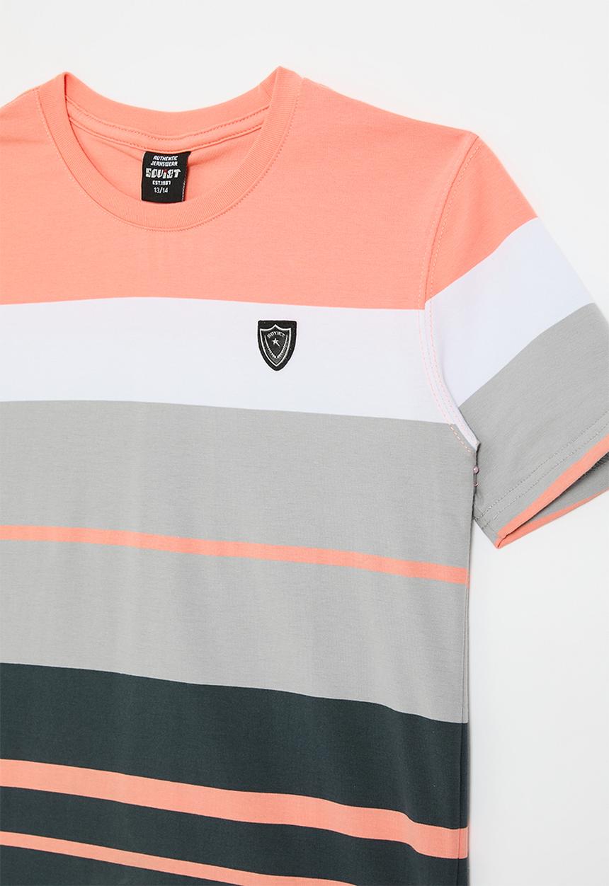 SOVIET - Boys crew neck y/dye stripe - salmon