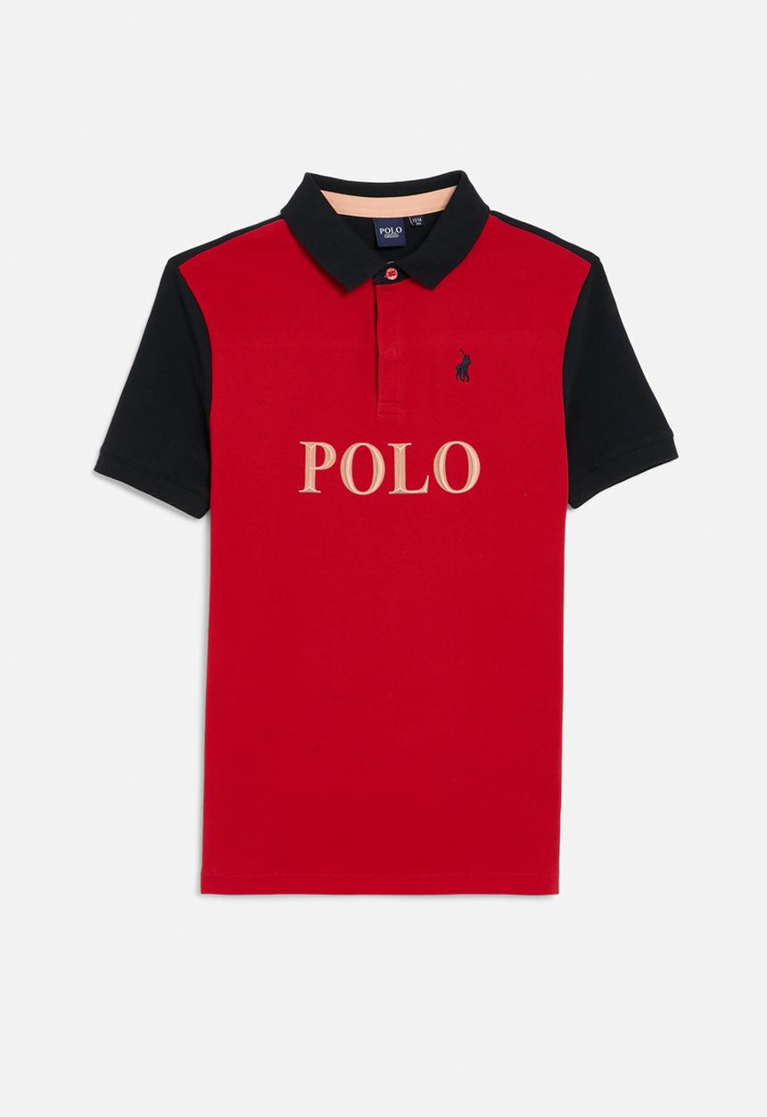 POLO - Boys dylan colour blocked golfer - red