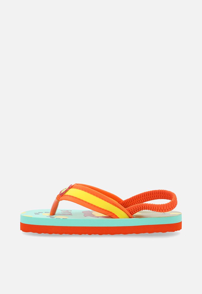 Pop Candy - Printed thong sandals - orange & yellow