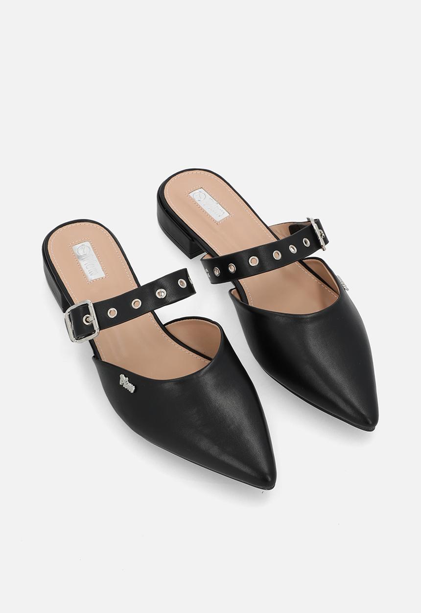 Plum - Raya slip-on flat - all black