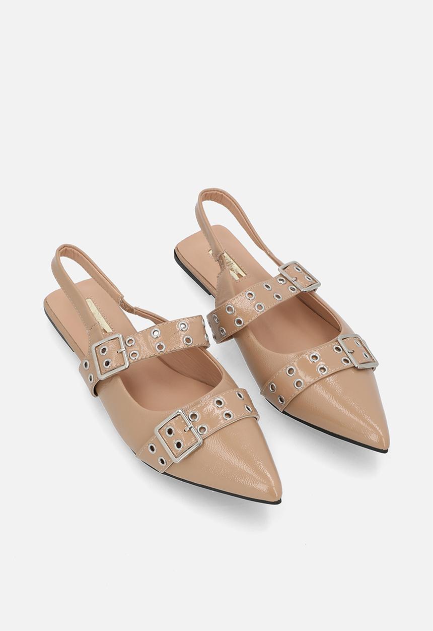 Plum - Keira slingback flat - camel