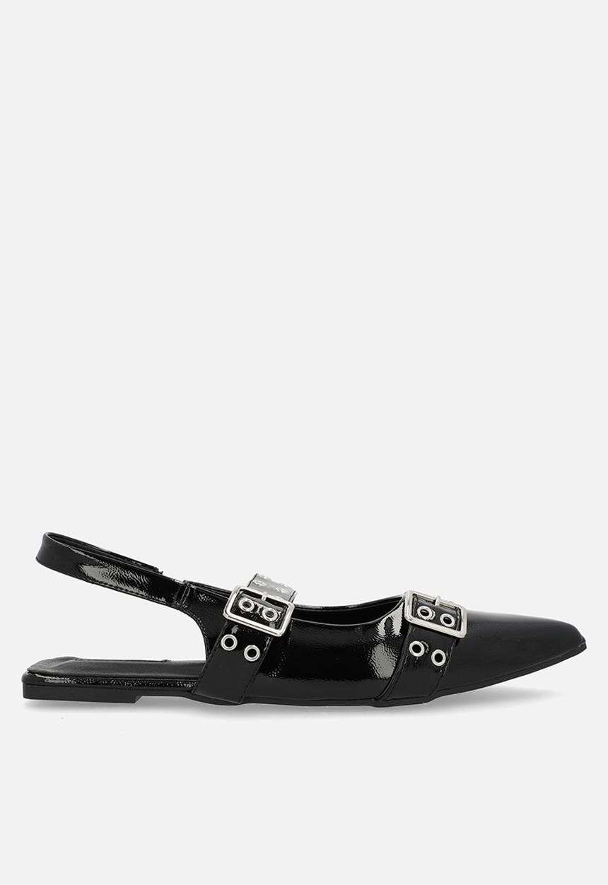 Plum - Keira slingback flat - black